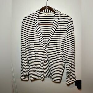 J. Crew cream with navy stripe cotton blazer Size Large